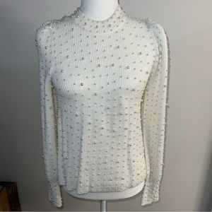 Express NWOT Pearl Crew Neck Sweater Ivory
